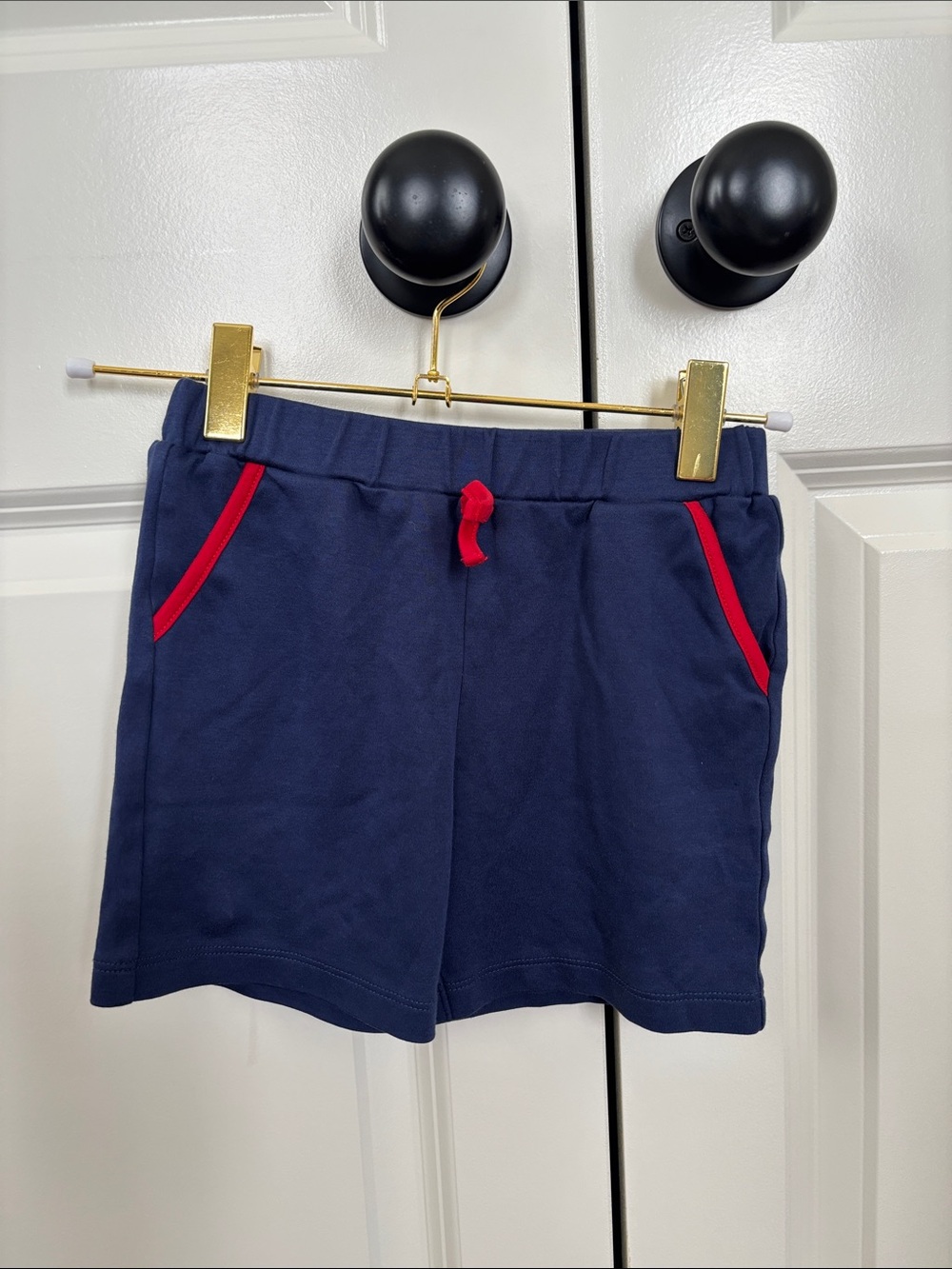 Navy Blue Kids Shorts with Red Trim - Comfortable Everyday Shorts